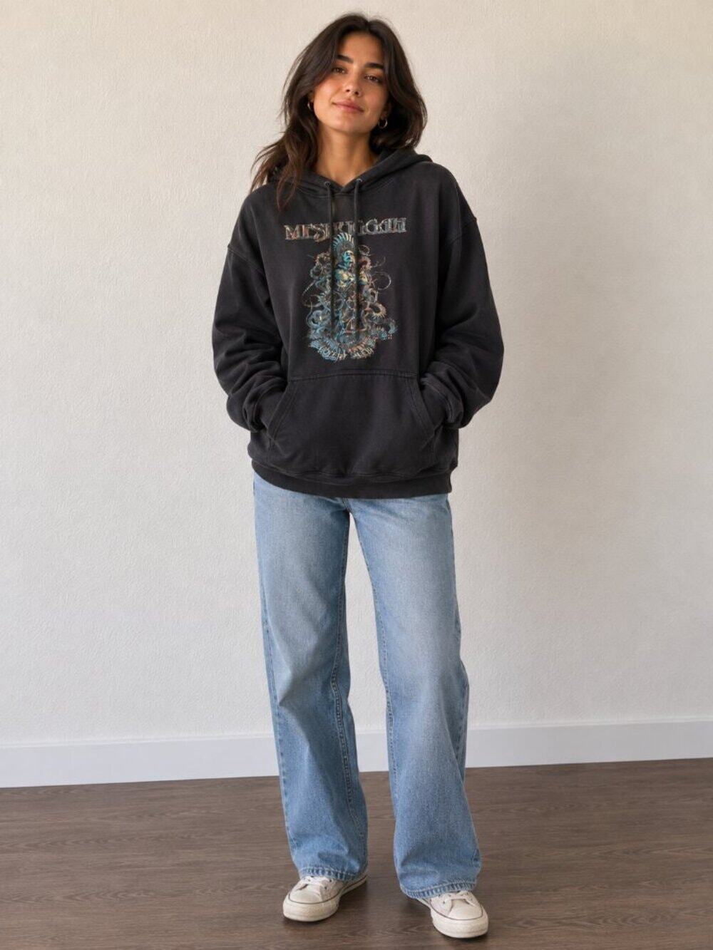 Meshuggah Band Hoodie Black Graphic Pullover Small NWOT Rock Metal